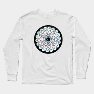 Handmade blue and pink mandala drawing art Long Sleeve T-Shirt